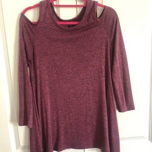Cold shoulder burgundy long sleeve top